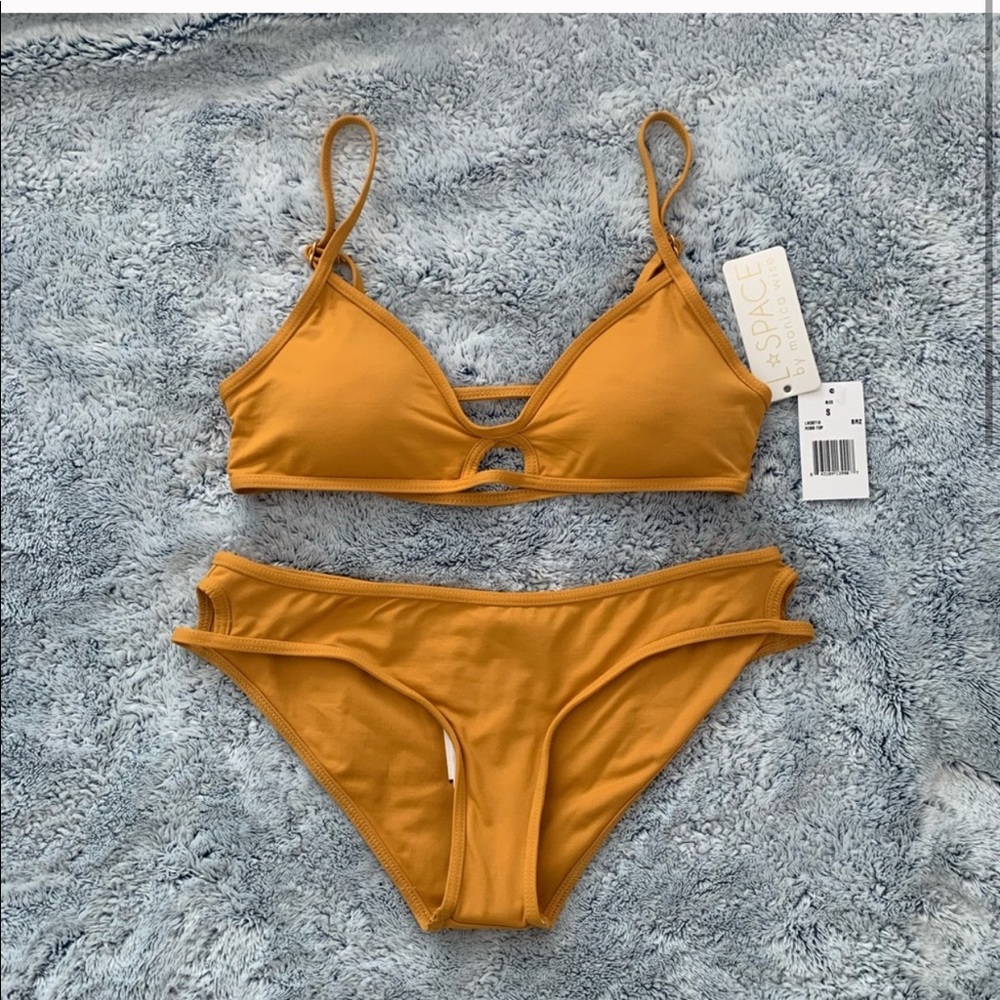 Lspace padded sunset orange bikini set Sz S 💛